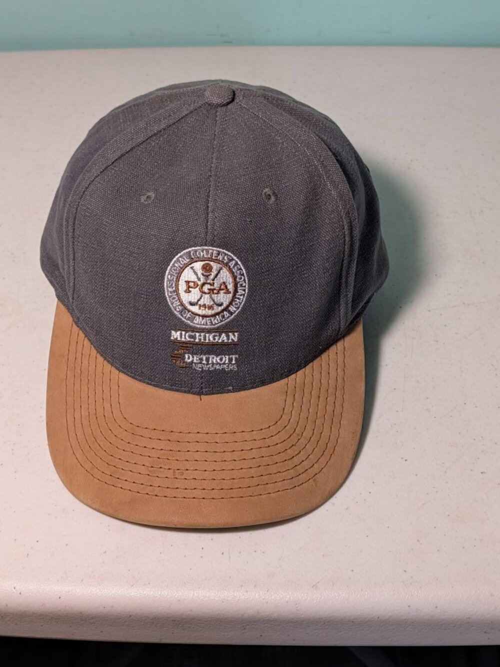 VTG Ashworth PGA Michigan Detroit Newspapers Golf Hat Strap Back Cap USA Made